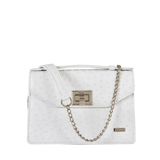 Amanda - White Ostrich Leather Handbag