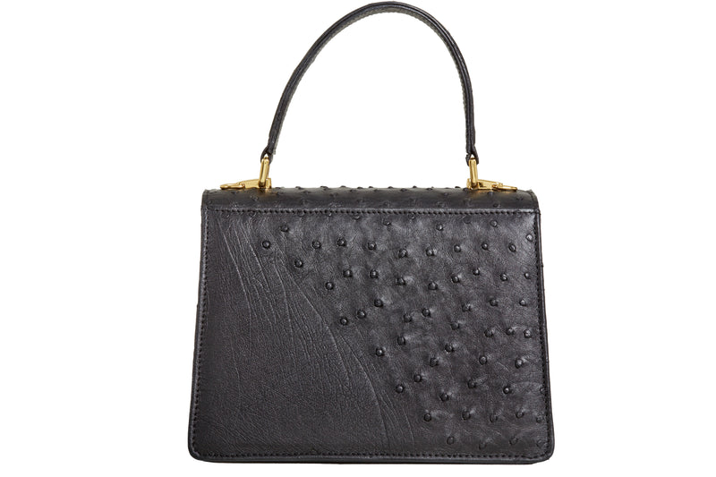 Adele - Black Ostrich Leather Handbag