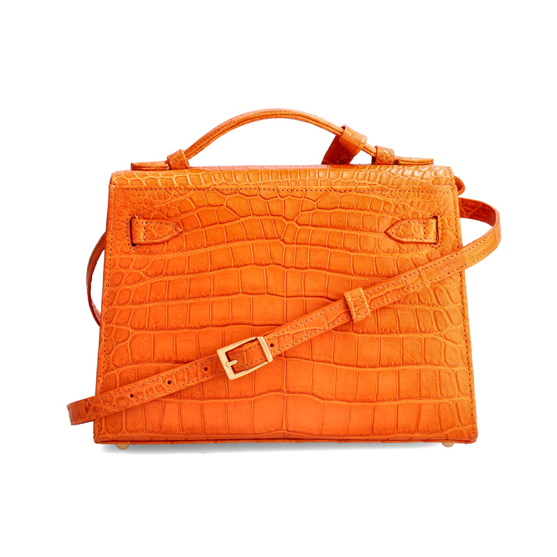 Kelsey - Orange Nile Crocodile Leather Bag
