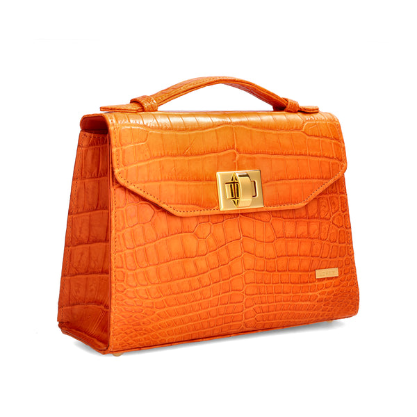 Kelly.T - Orange Nile Crocodile Leather Bag