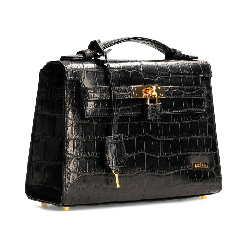 Kelsey - Black Nile Crocodile Leather Bag