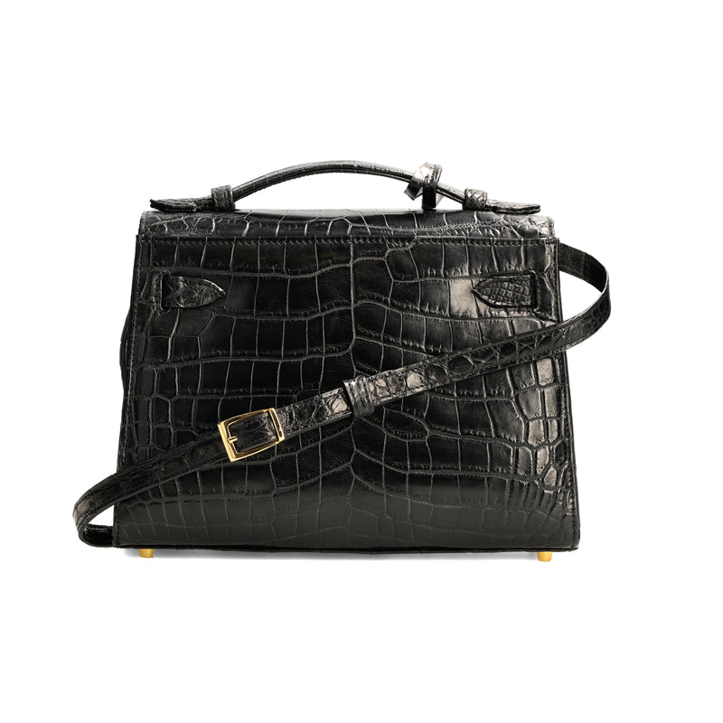 Kelsey - Black Nile Crocodile Leather Bag