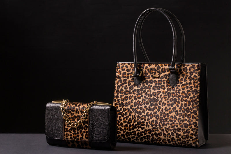 Beverley - Leopard Printed Hair on Hide and Bovine  Leather