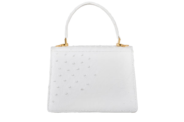 Adele - White Ostrich Leather Handbag