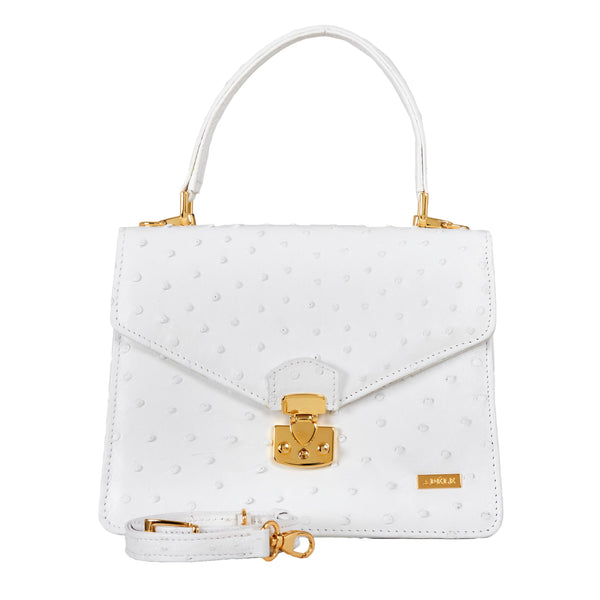 Adele - White Ostrich Leather Handbag