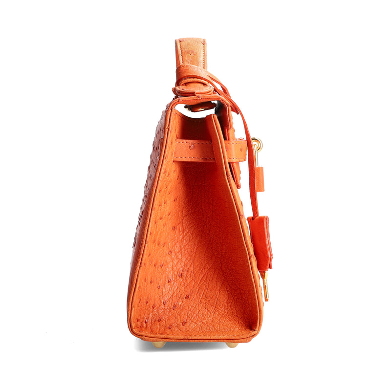 Kelsey - Tangerine (Orange) Ostrich Leather Bag