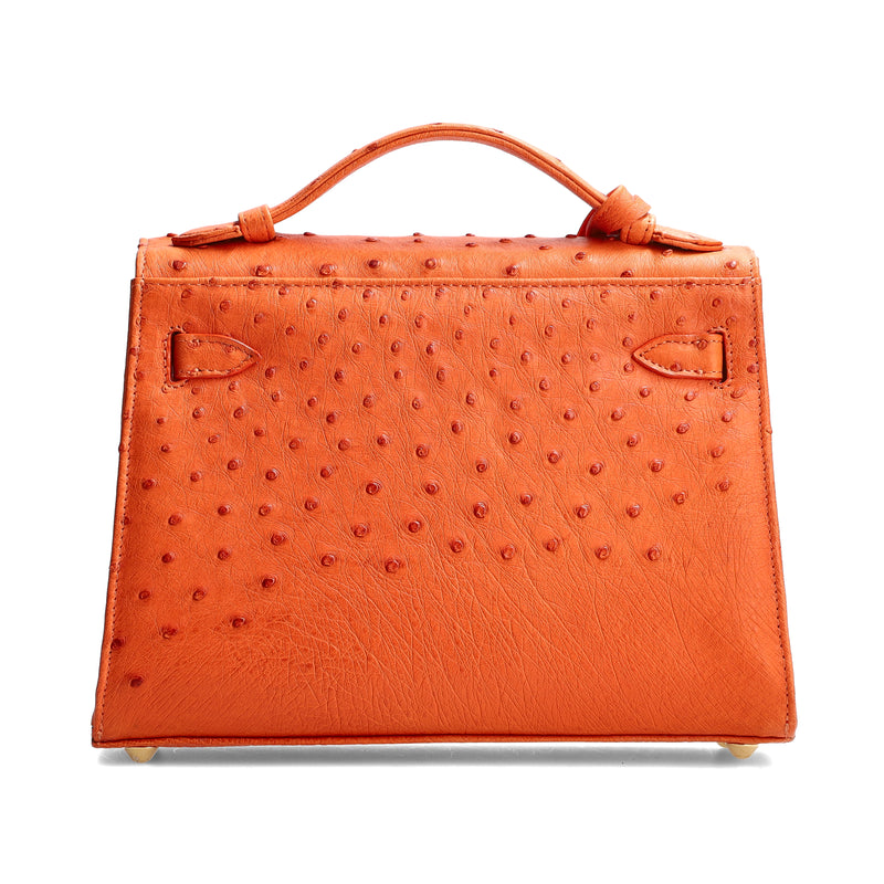 Kelsey - Tangerine (Orange) Ostrich Leather Bag