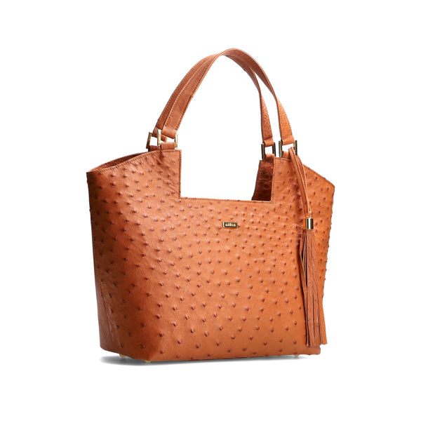ERICA - Brown Ostrich Leather Tote Bag
