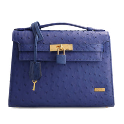 Kelsey - Electric Blue Ostrich Leather Handbag