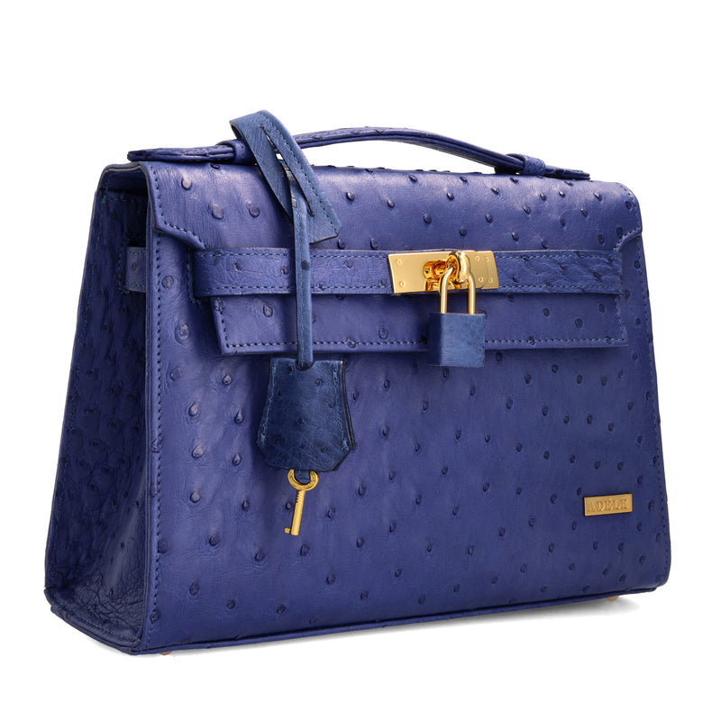Kelsey - Electric Blue Ostrich Leather Handbag