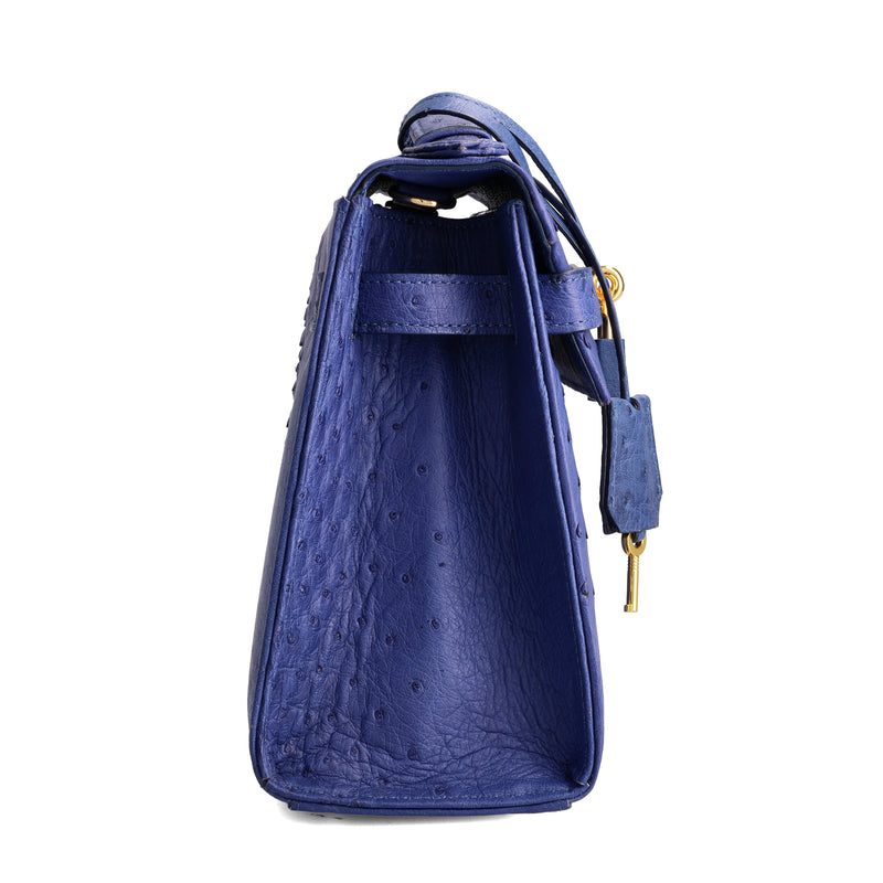Kelsey - Electric Blue Ostrich Leather Handbag