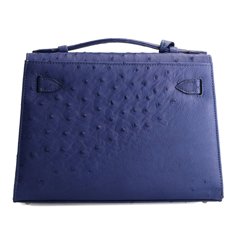 Kelsey - Electric Blue Ostrich Leather Handbag