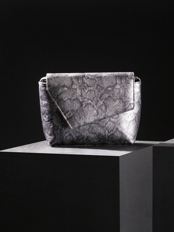 LEXIA - SILVER SNAKE EMBOSSED LEATHER