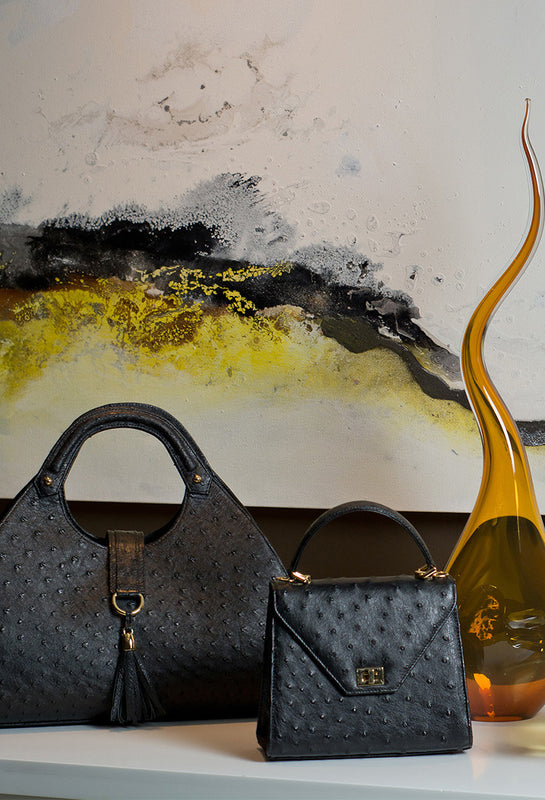 CHANE - Ostrich Leather handbag  ADELE Exclusive Luxury Design – Adele