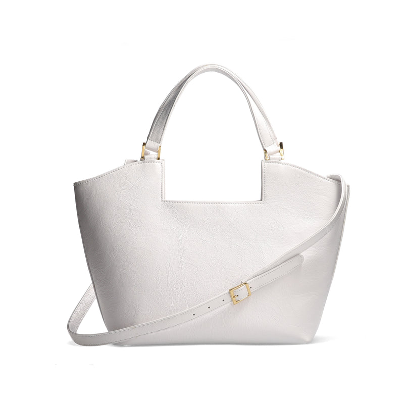 ERICA - White Leather Cow hide Tote Bag