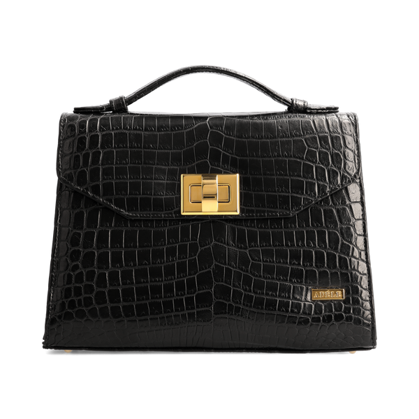 131 Kelly.T Black Crocodile Leather handbag by ADELE 