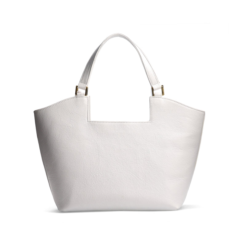 ERICA - White Leather Cow hide Tote Bag