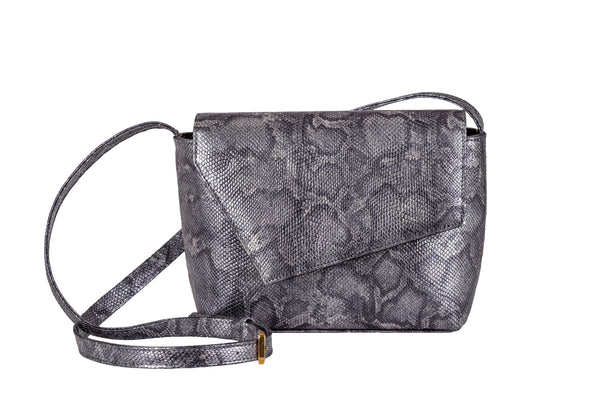 LEXIA - SILVER SNAKE EMBOSSED LEATHER