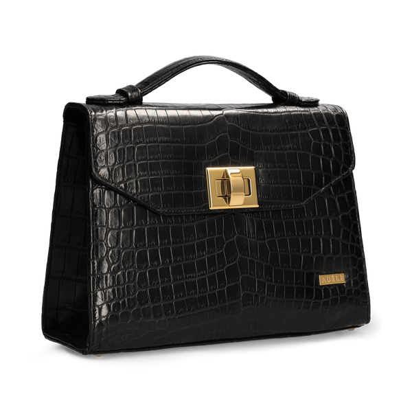 Kelly.T - Black Nile Crocodile Leather Bag