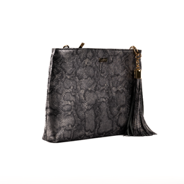 Adele style Lana, silver snake printed leather clutch/sling bag with adjustable detachable shoulder strap