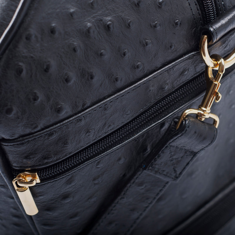 Detail view Adele Double Decker bag black embossed ostrich leather bag
